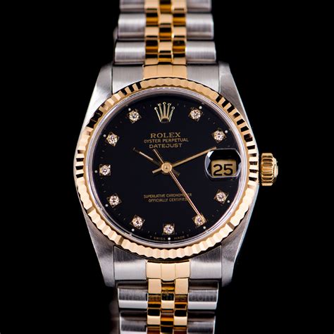 gold women's rolex oyster perpetual datejust|Rolex 31mm Datejust diamond bezel.